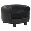 Dog Sofa Black 18.9"x18.9"x12.6" Plush and Faux Leather