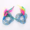 1pc Pet Cute Interactive Lace Toy With Colorful Feathers For Cat Dog Fun