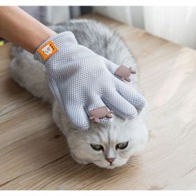 Pet Glove Cat Grooming Glove Cat Hair Deshedding Brush Gloves Cat Floating Hair Pet Hair Removal Brush Dog Bathing Massage Comb Silicone Hair Removal (type: Right and Left, Color: Gray)