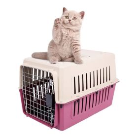 Portable Pet Box Cat & Dog Carrier Cage with Chrome Door (type: Medium, Color: Red)