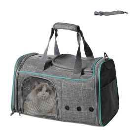 Foldable Airline Travel Pet Carrier Bag with Safety Strap (type: Pet entertainment, Color: Light Gray)