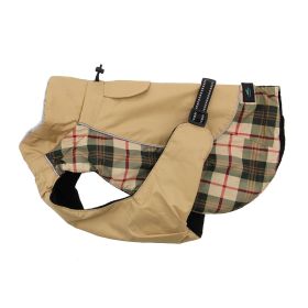 Alpine All-Weather Dog Coat (Color: Beige Plaid, size: X-Large)