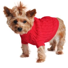 Dog Cable Knit 100% Cotton Sweater Fiery Red (size: 3X-Large)