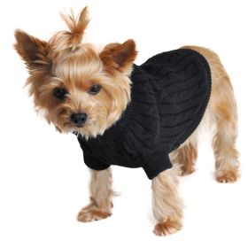 Dog Cable Knit 100% Cotton Sweater Jet Black (size: X-Large)