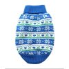 Dog Cable Knit 100% Cotton Sweater Snowflakes and Hearts Blue