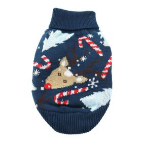 Dog Cable Knit 100% Cotton Sweater Ugly Reindeer (size: large)