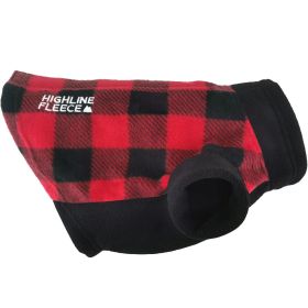 Highline Fleece Dog Coat (Color: Red and Black Plaid, size: Size 28)