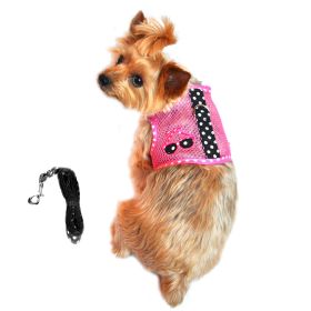 Cool Mesh Dog Harness Under the Sea Collection (Color: Sunglasses Pink and Black Polka Dot, size: large)