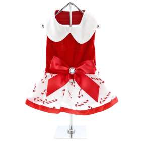 Christmas Candy Cane Dress and Matching Leash (size: large)