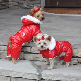 Red Ruffin It Dog Snow Suit Harness (size: medium)