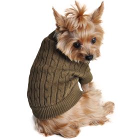 Dog Cable Knit 100% Cotton Sweater Herb Green (size: X-Small)