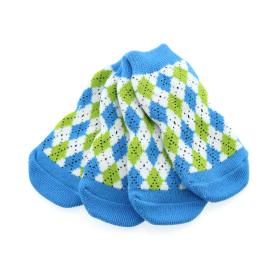 Non-Skid Dog Socks (Color: Blue and Green Argyle, size: small)