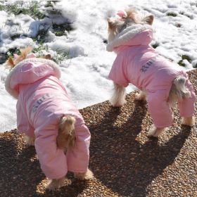 Pink Ruffin It Dog Snow Suit Harness (size: Small/Medium)